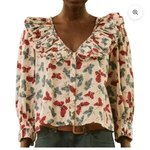 THE GREAT. Symphony Top In Butterfly Floral